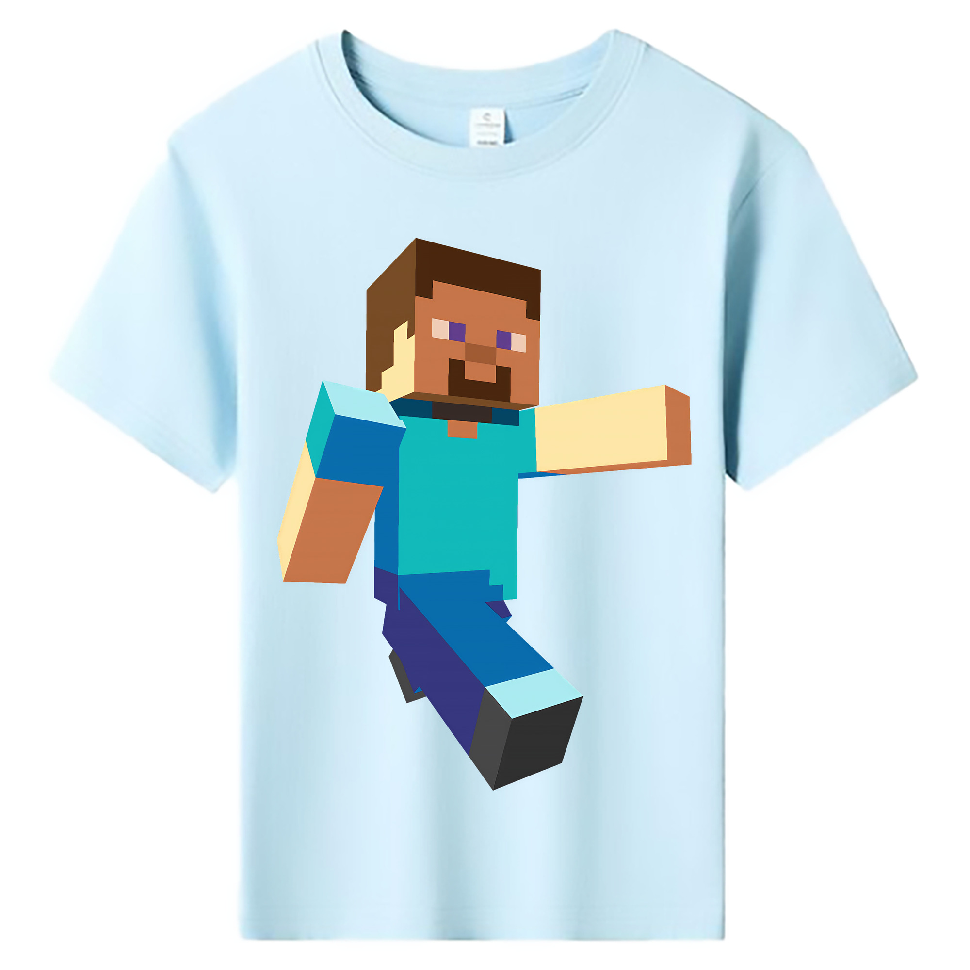 （画像用） マインクラフト ブロックの世界 Minecraft MC Block world 綿100％キッズTシャツ（フロントプリント）